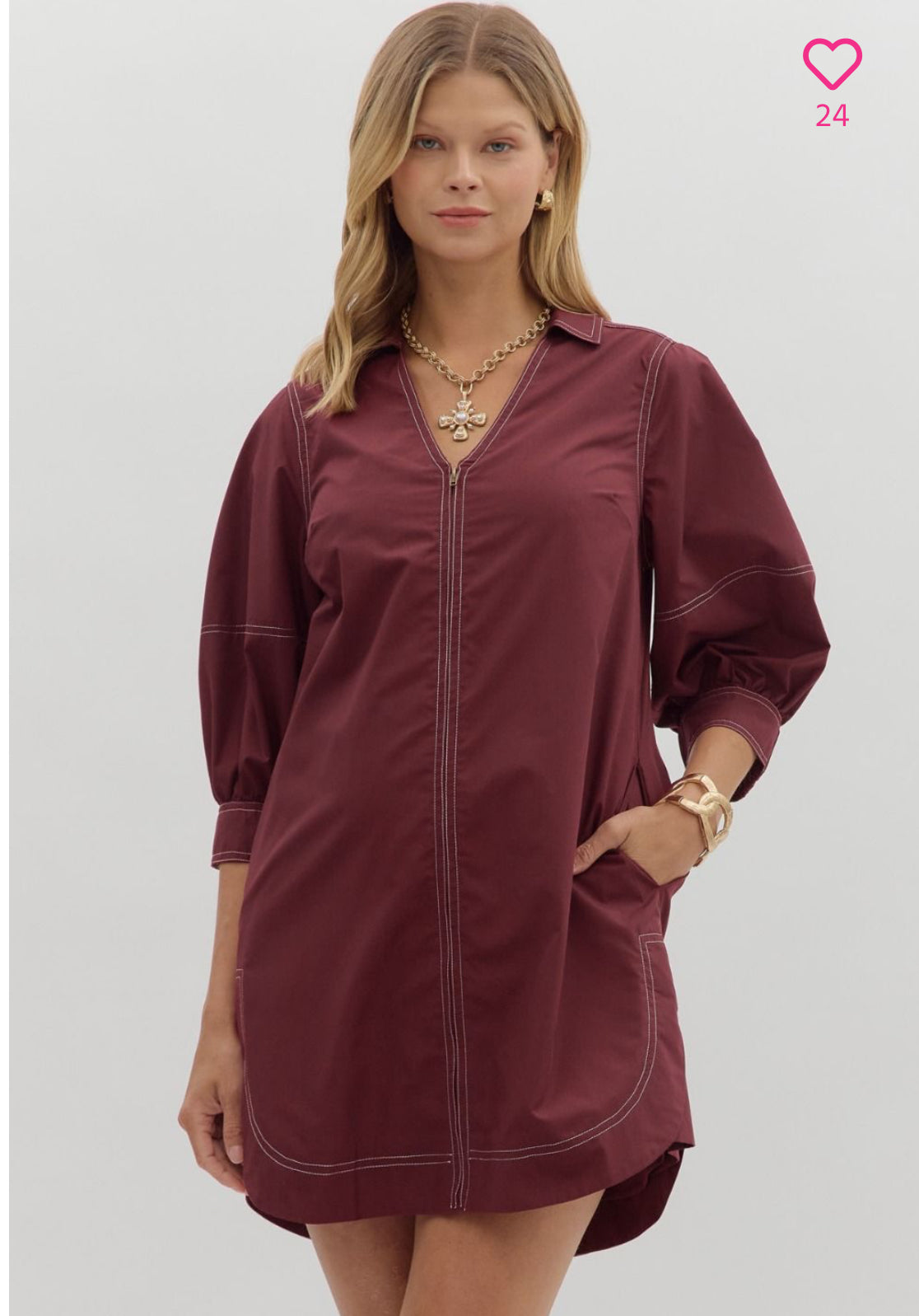 Lantern Sleeve Mini Dress