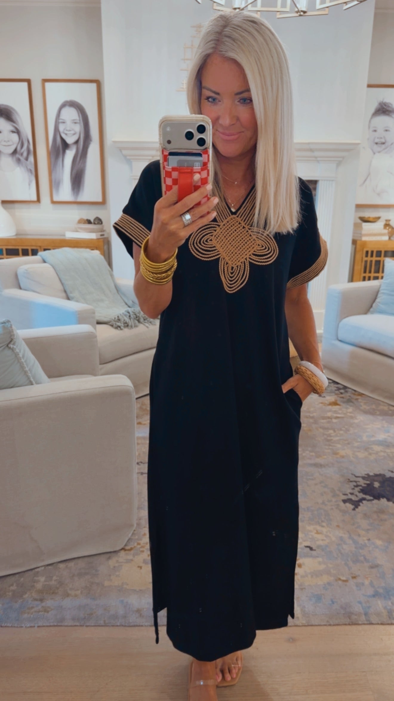 Patch Embroidery Midi Dress