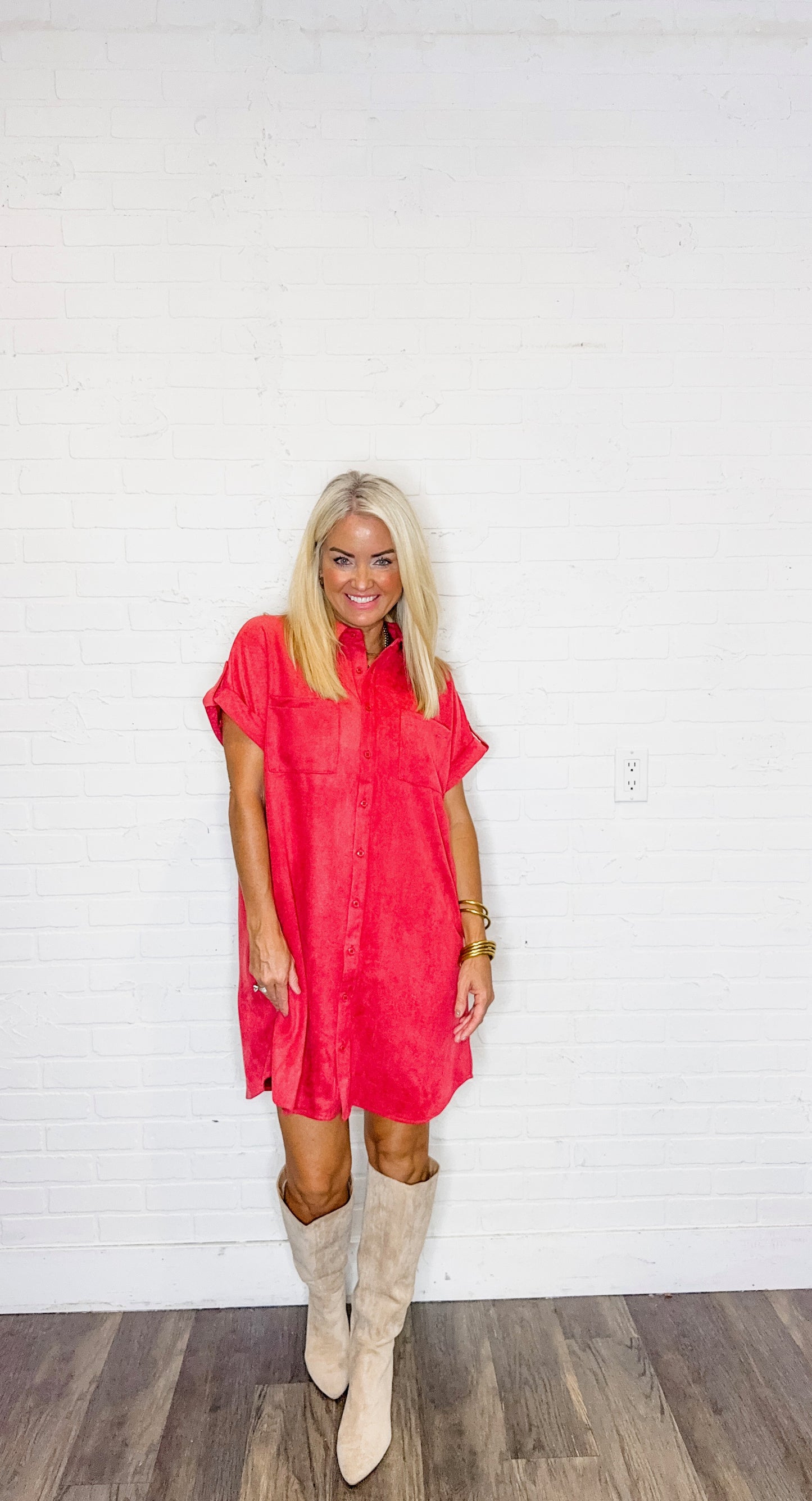 Suede Feel Shirt Dress