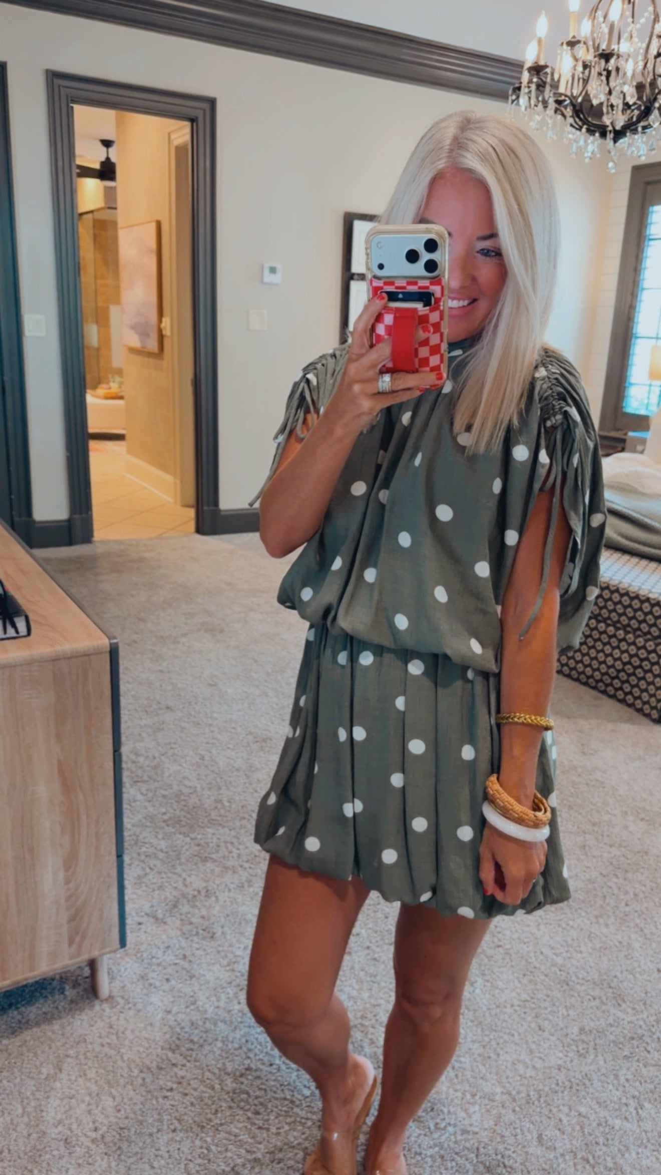 Bubble Hem Dotty Mini Dress