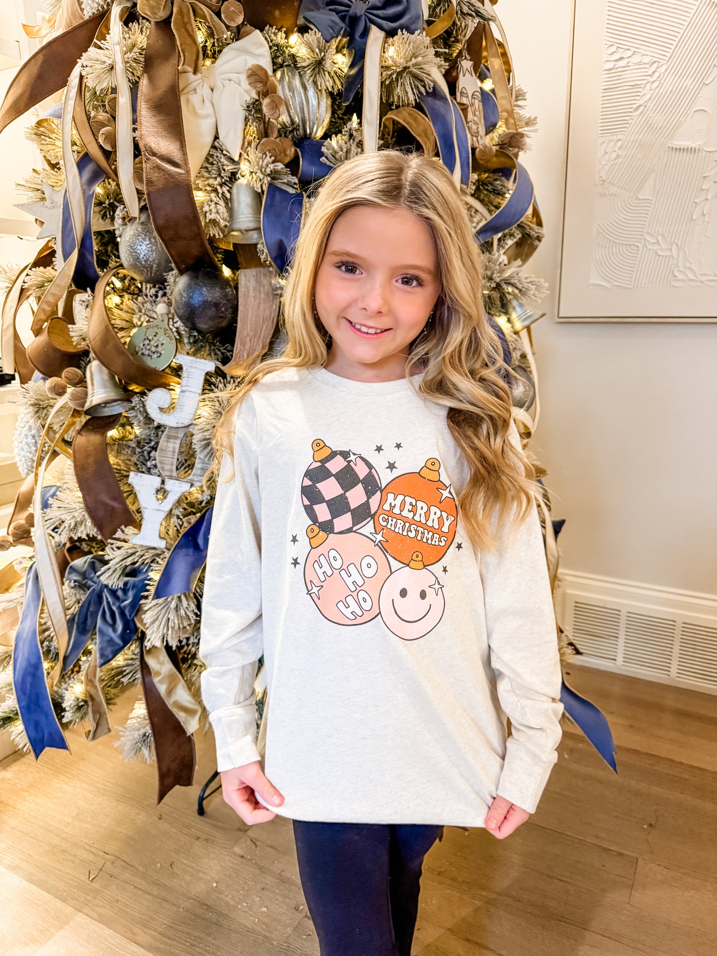 Kids Retro Christmas Ornaments Graphic Tee