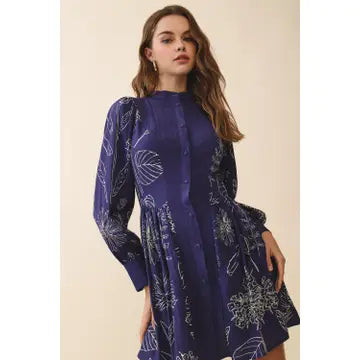 Botanical Mandarin Collar Dress