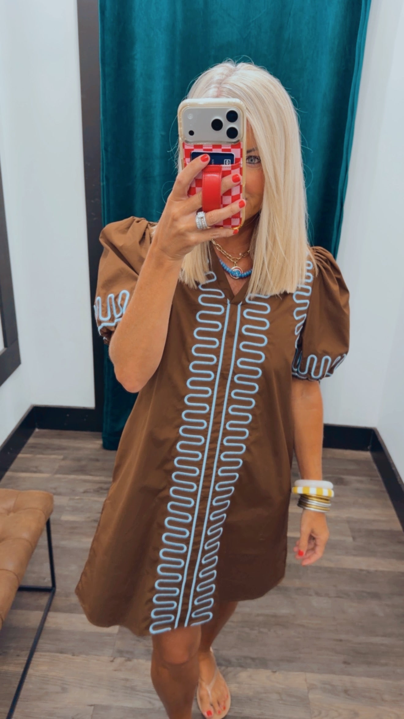Embroidered Shift Dress