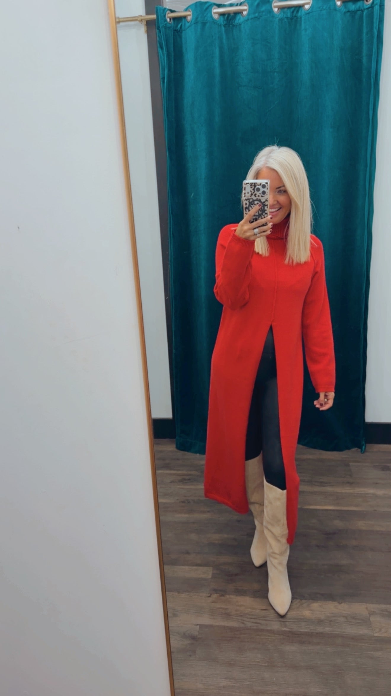 Front Slit Midi Sweater Dress