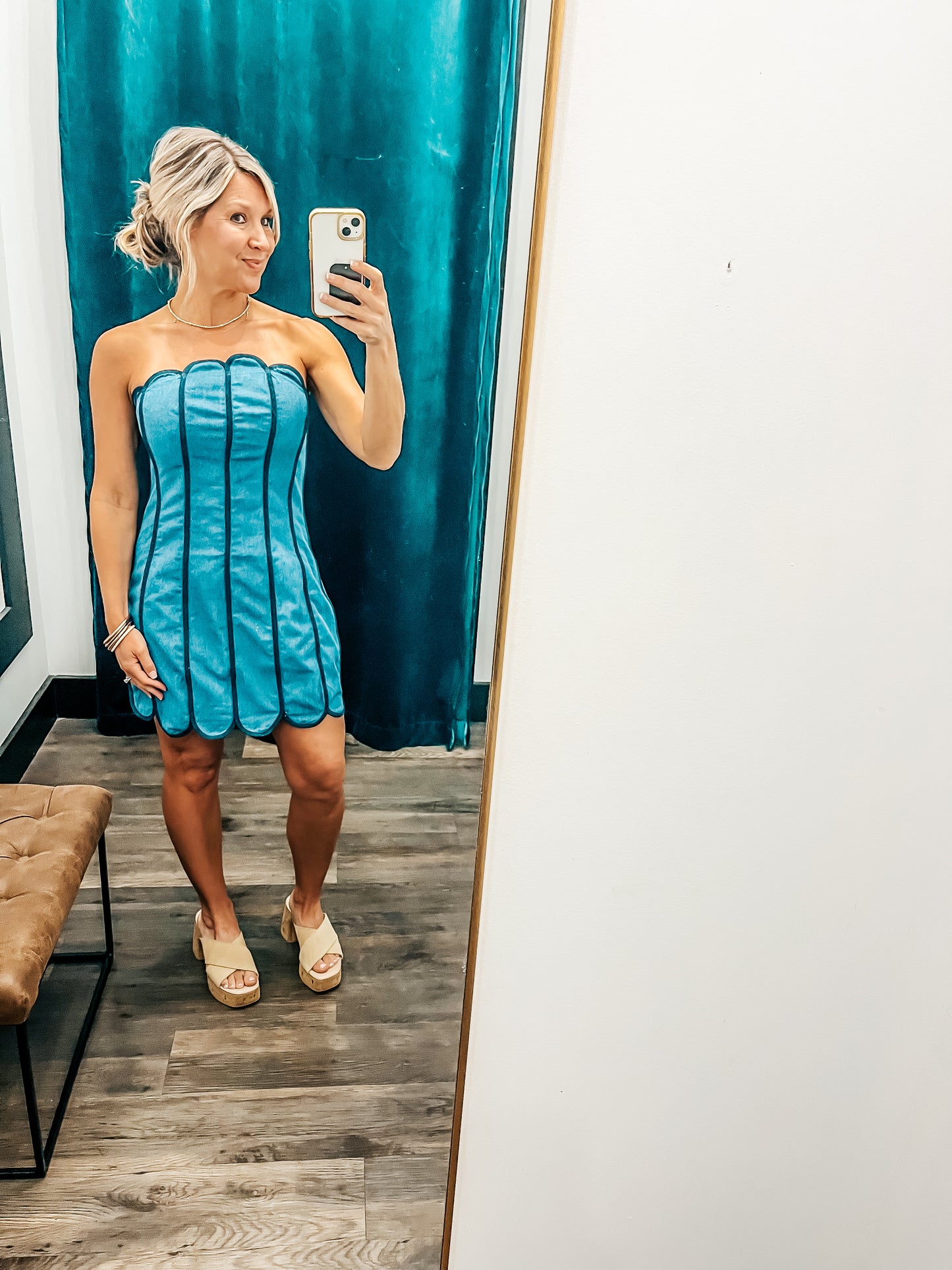 Strapless Scallop Dress