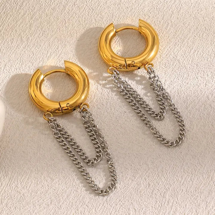 Duo Chain Hoop Earrings