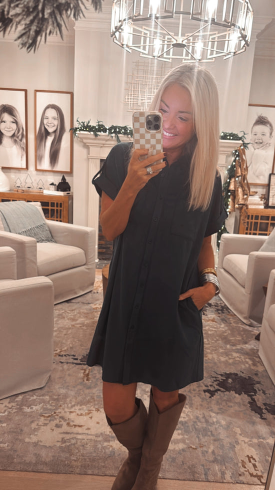 Suede Feel Shirt Dress