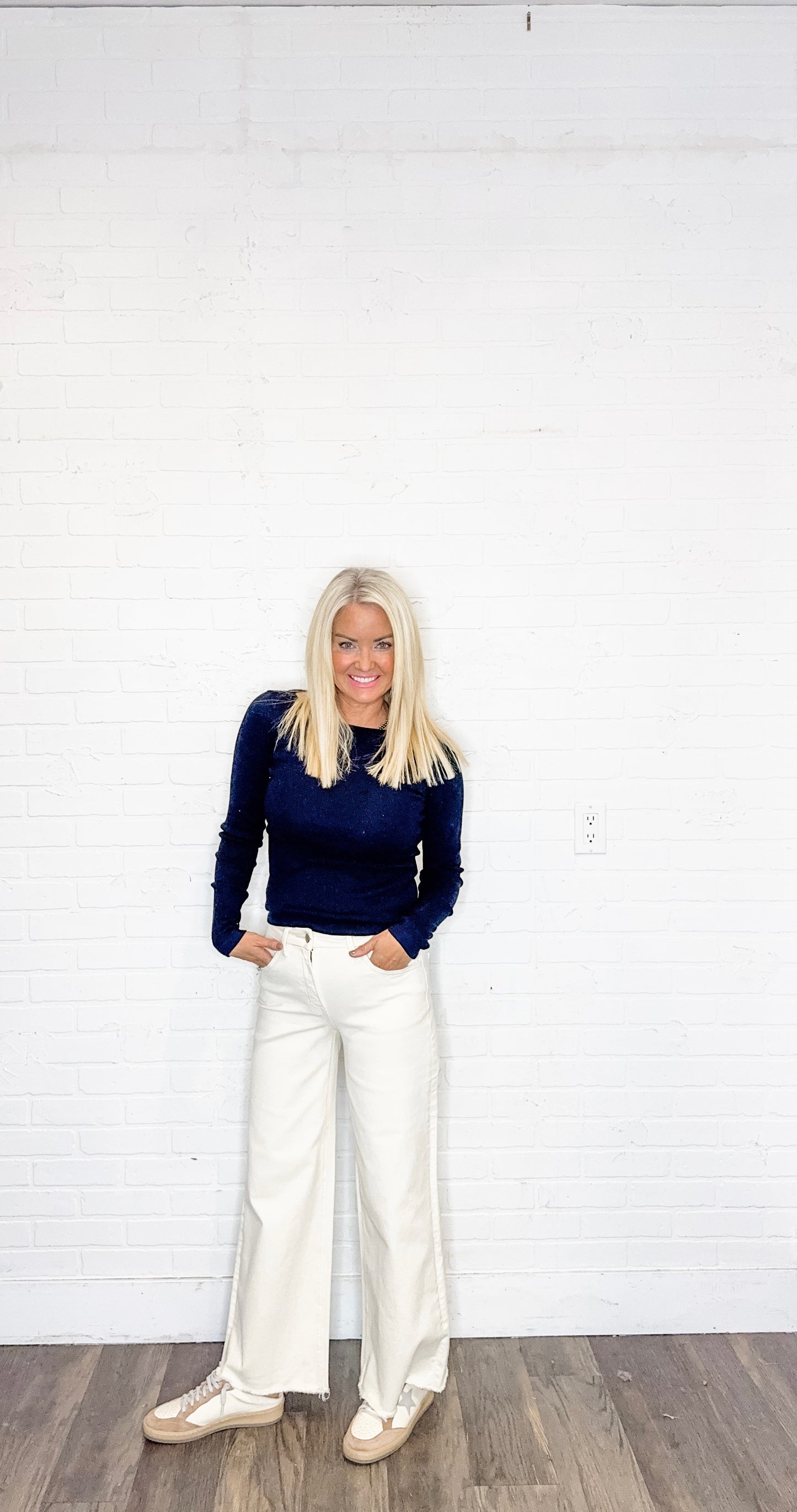 High Rise Raw Hem Ankle Wide Leg Jeans