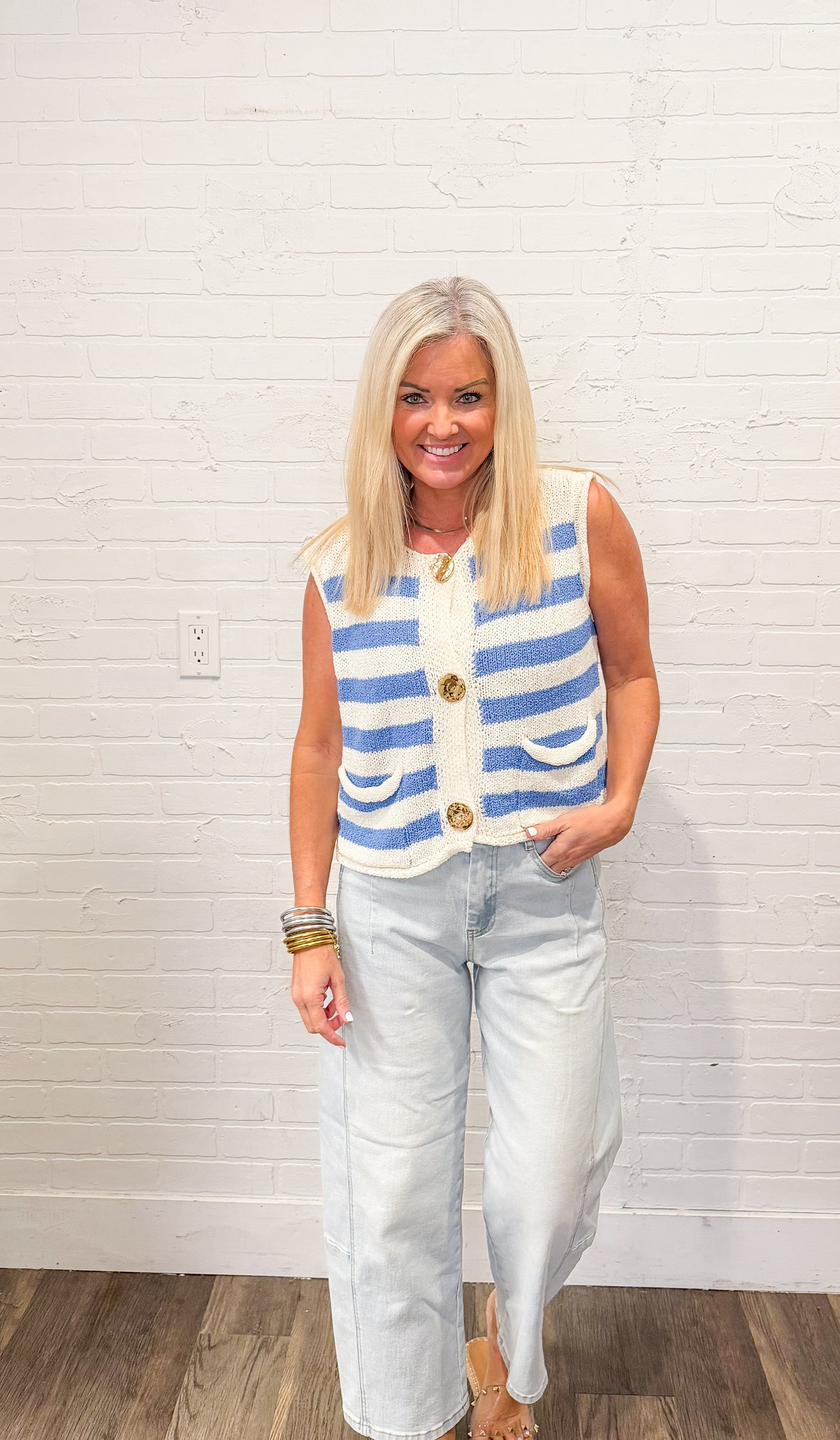 Polished Striped Sweater Vest