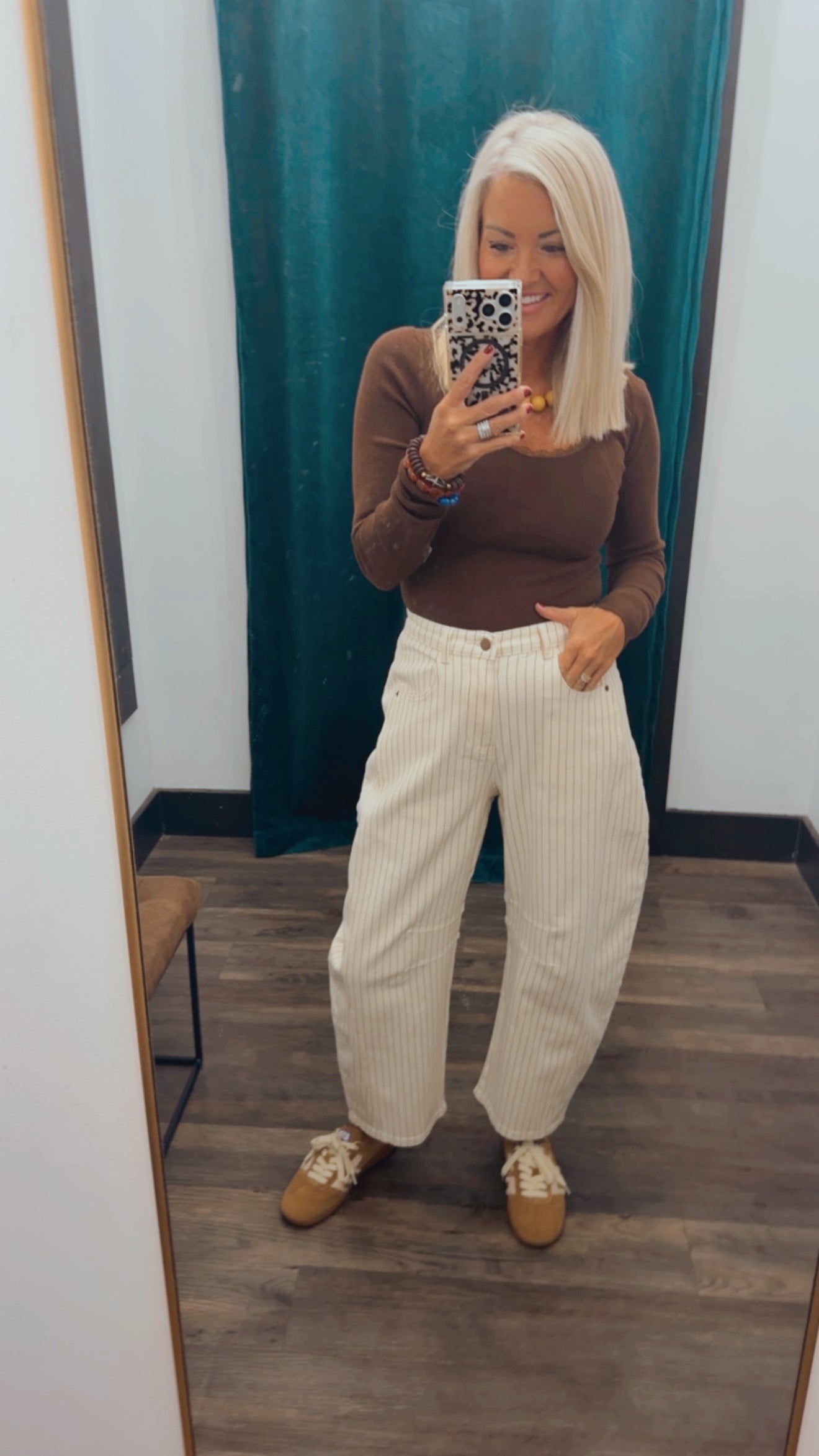 Pinstriped Barrel Pants