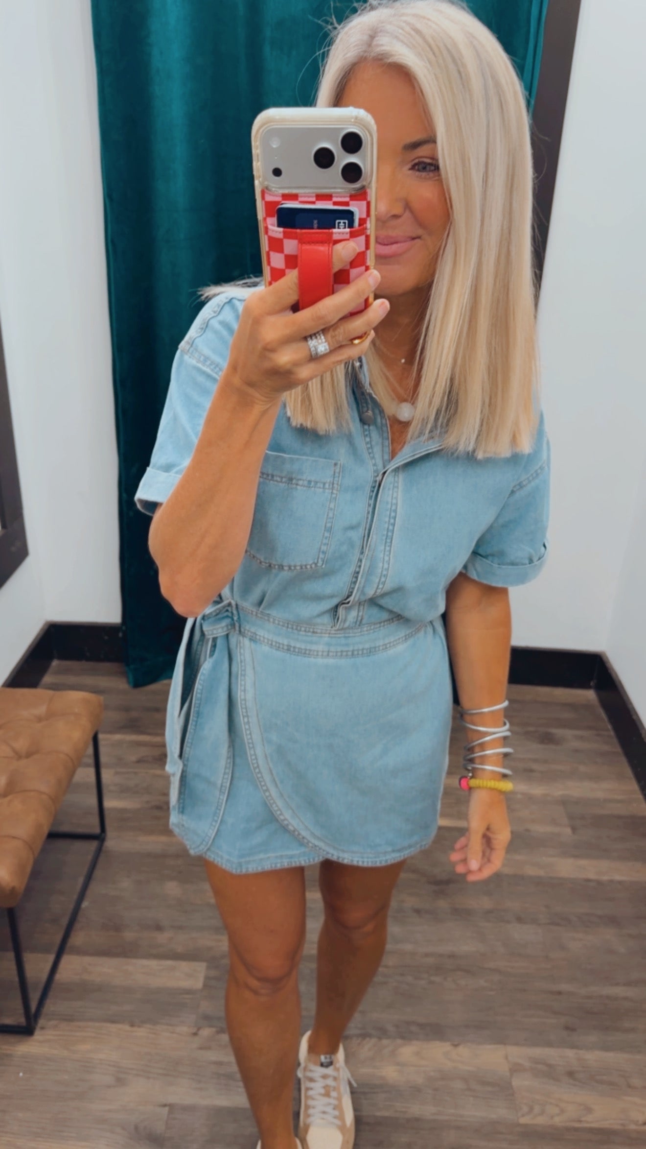 Denim Wrap Mini Dress