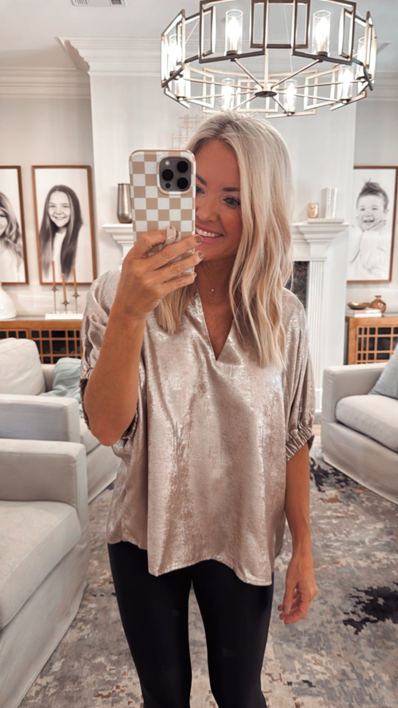 Metallic Dolman Top In Champagne