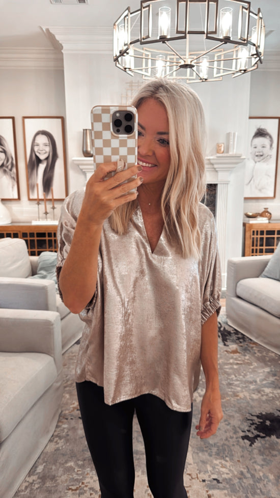 Metallic Dolman Top In Champagne