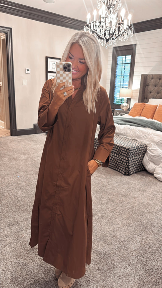 Solid Long Sleeve Midi Dress