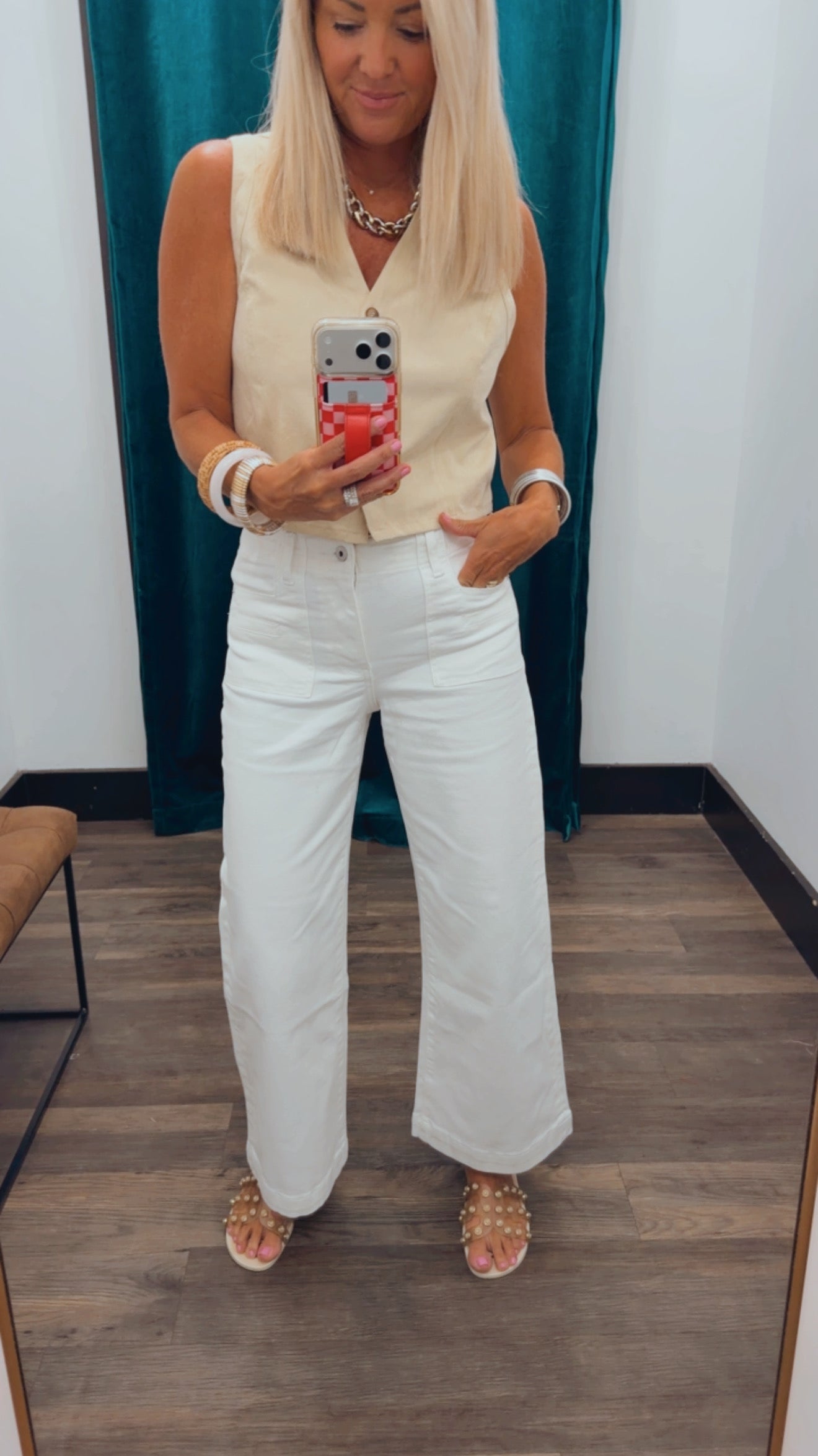 High-Rise Wide Crop Patch Pocket Jean