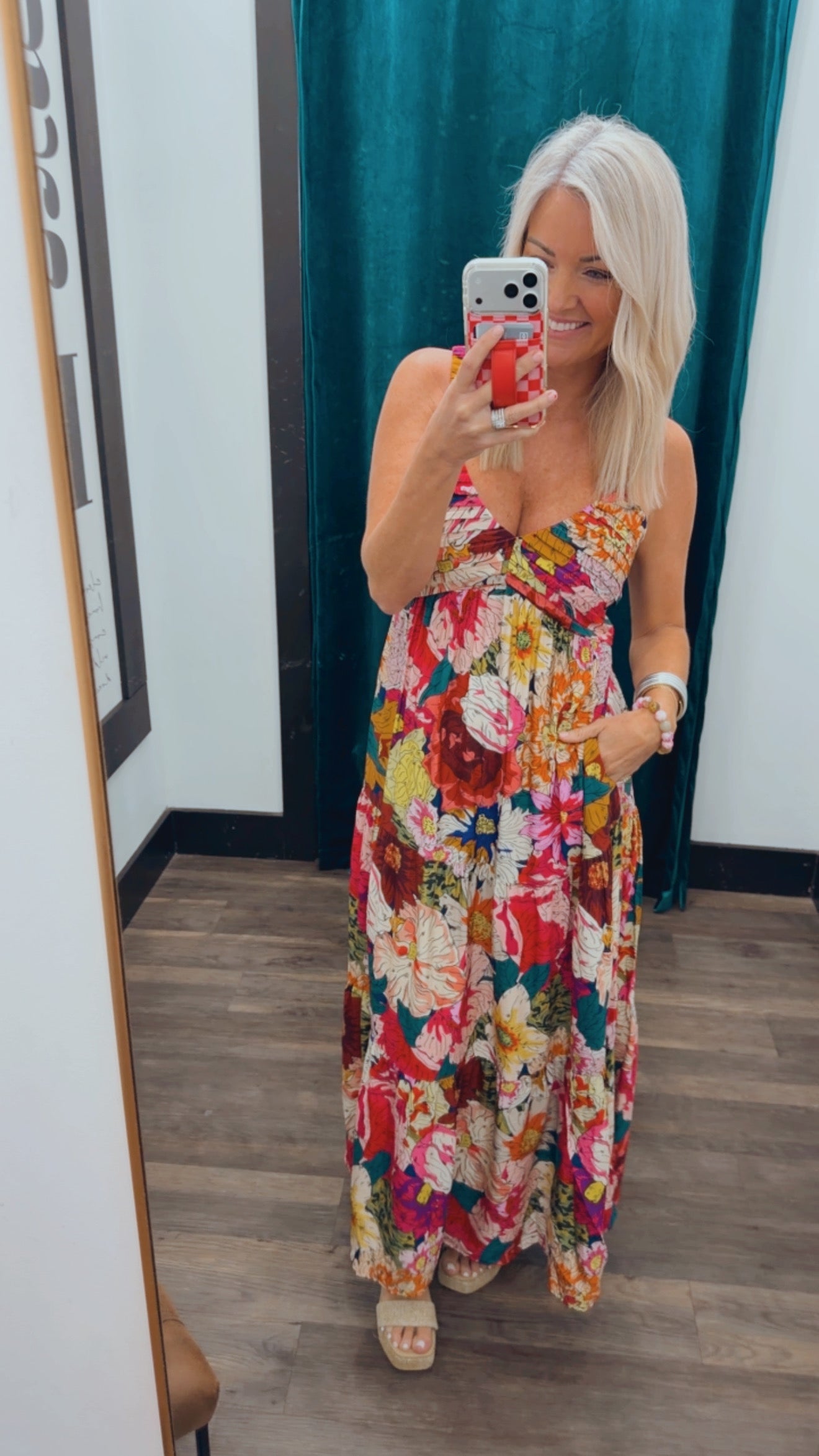 Floral Strap Tiered Maxi Dress