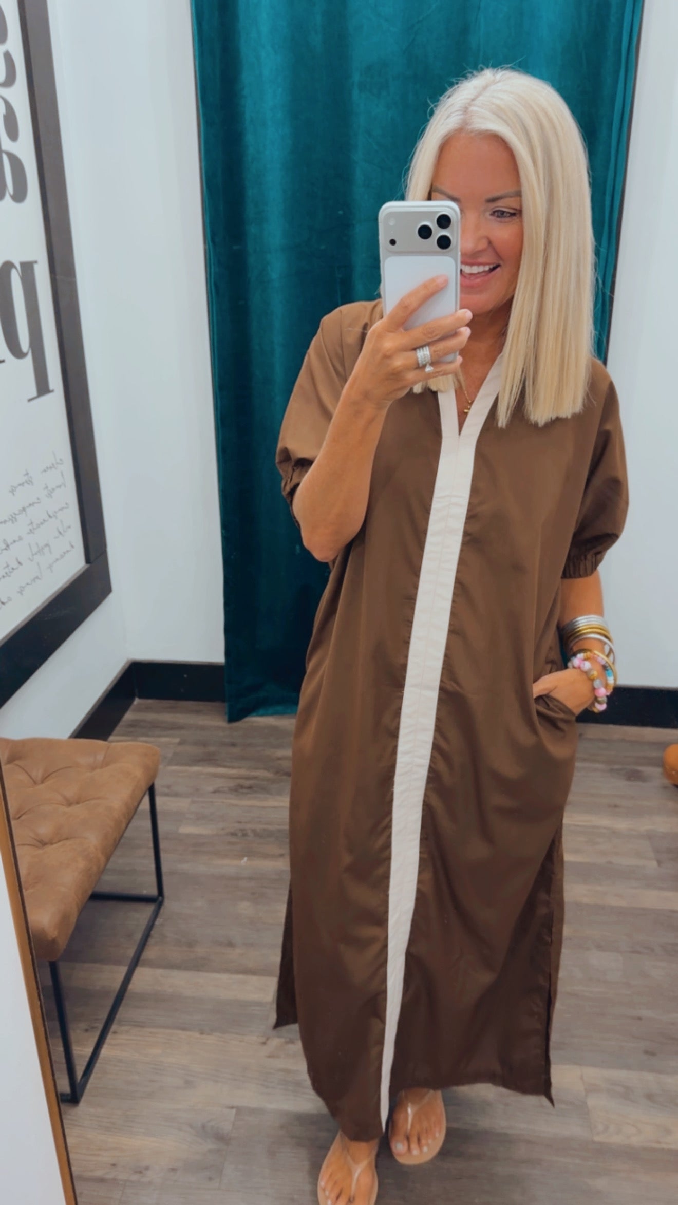 Contrast Midi Dress