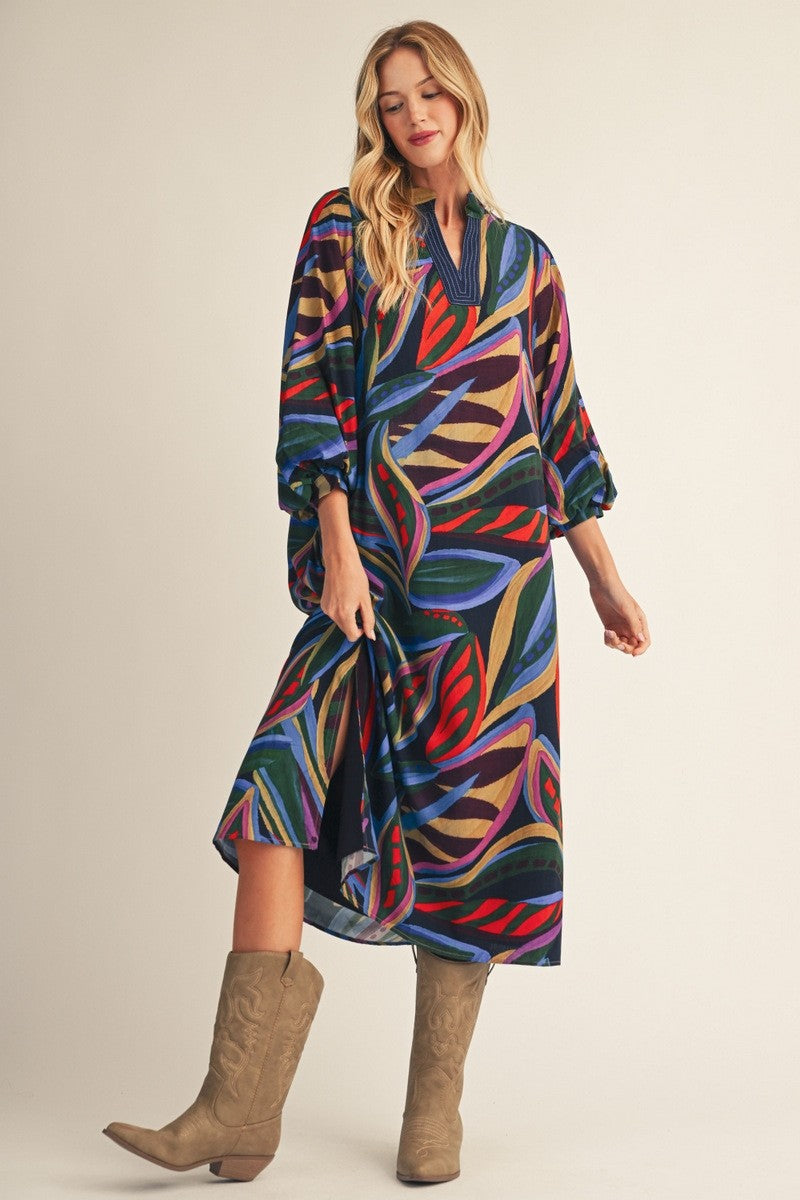 Boho Floral Midi Dress