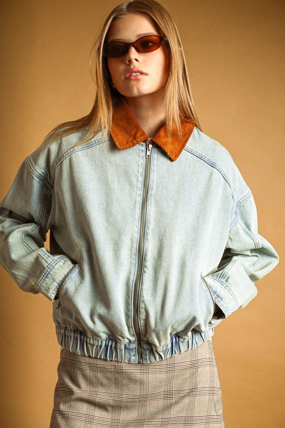 Corduroy Collar Denim Jacket