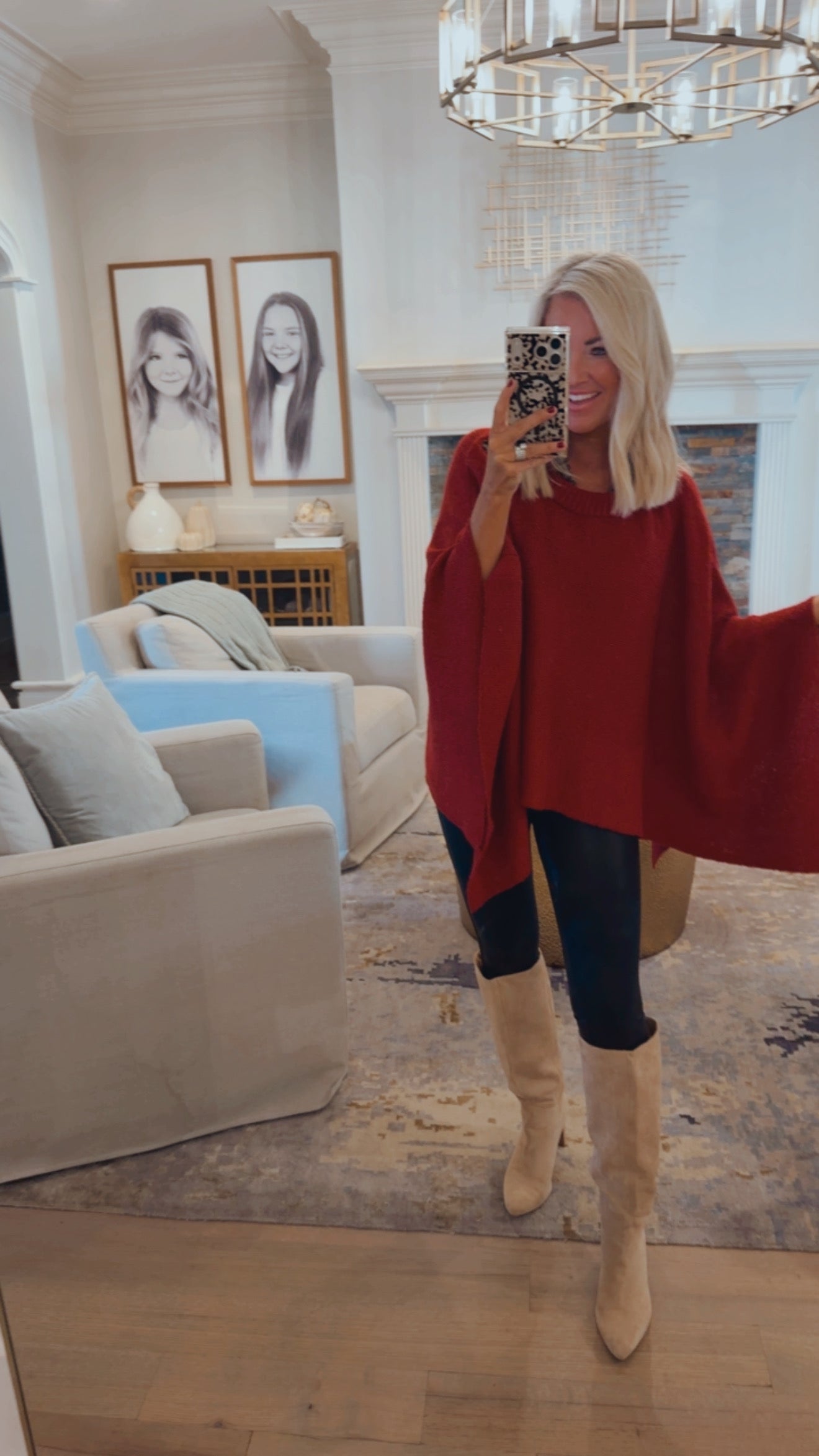 Shoulder Button Knit Poncho
