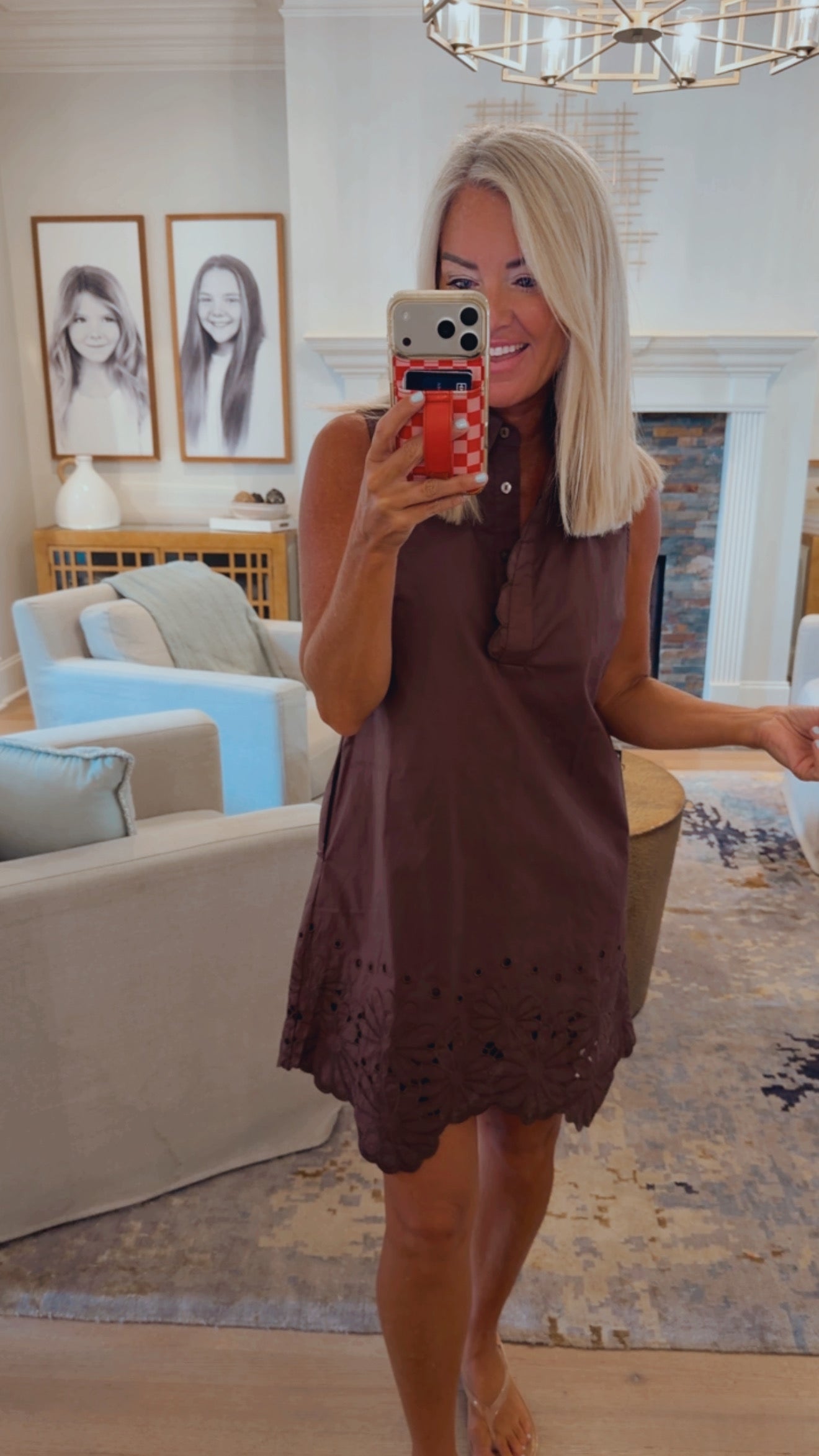 Eyelet Button Front Dress