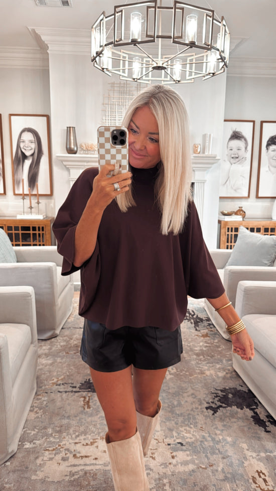 Mock Neck Dolman Sleeve Sweater