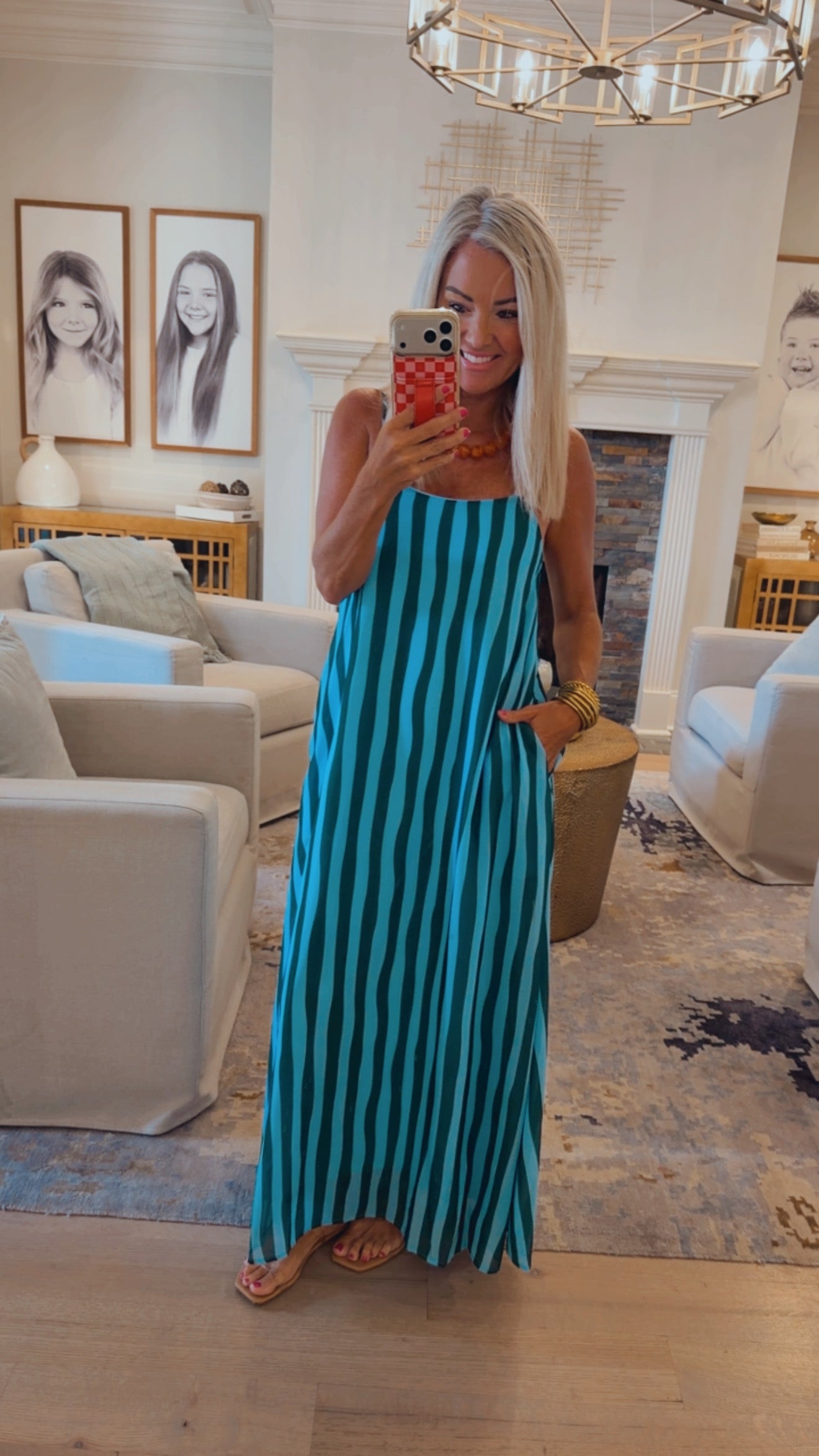 Striped Scoop Neck Maxi