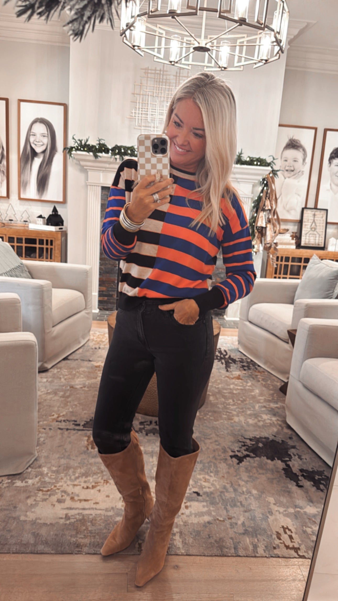 Striking Colorblocked Knit Sweater
