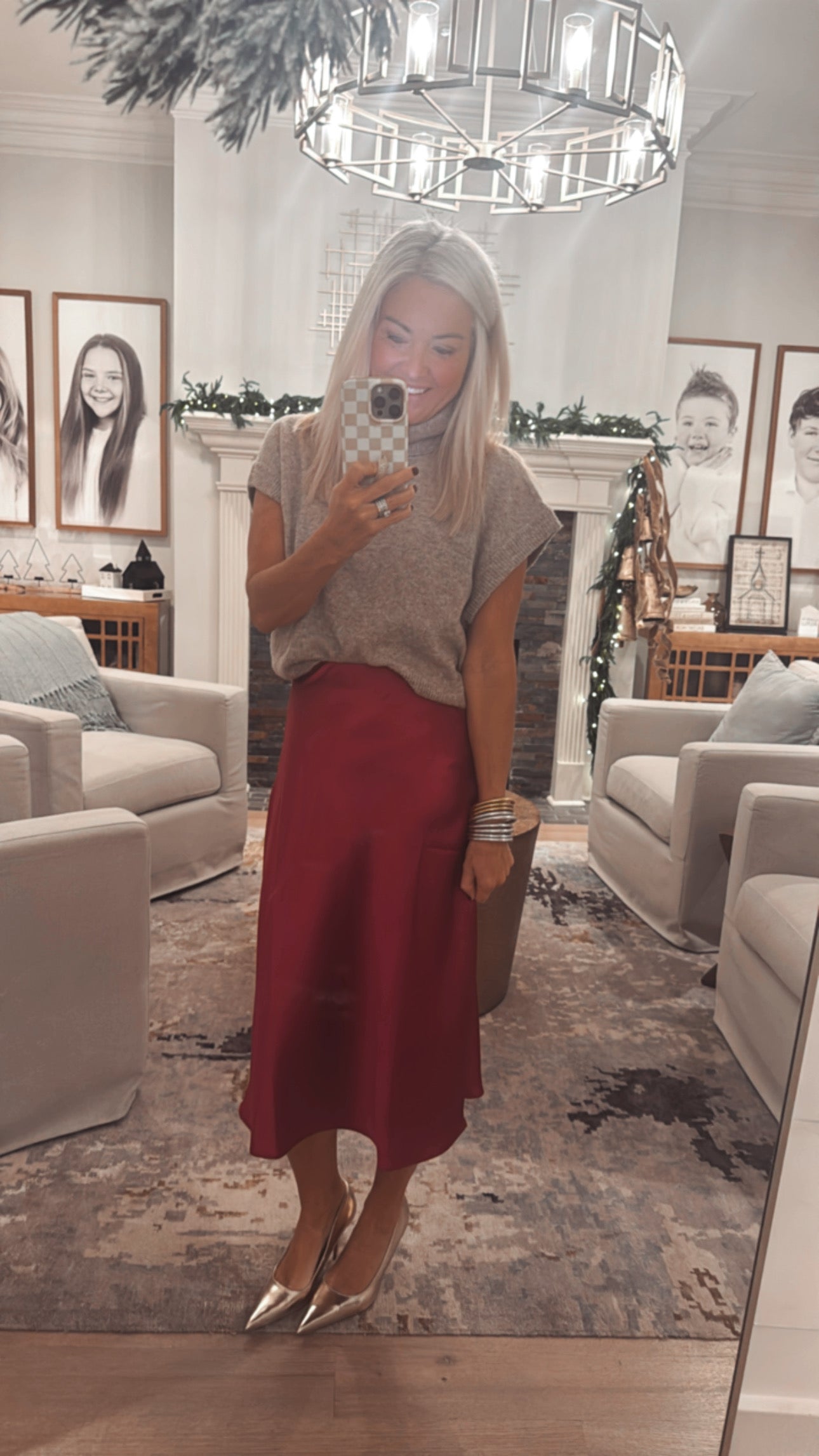 Satin Bias Midi Skirt