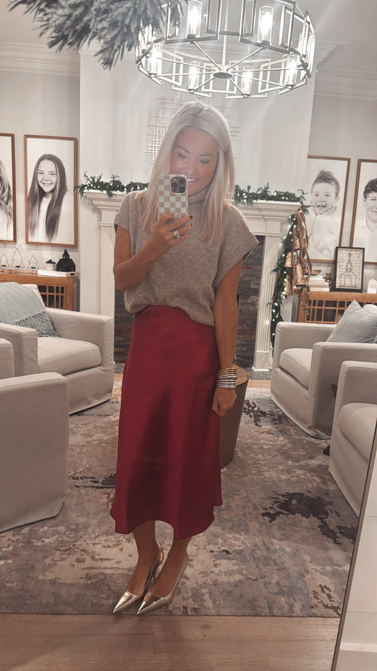 Satin Bias Midi Skirt