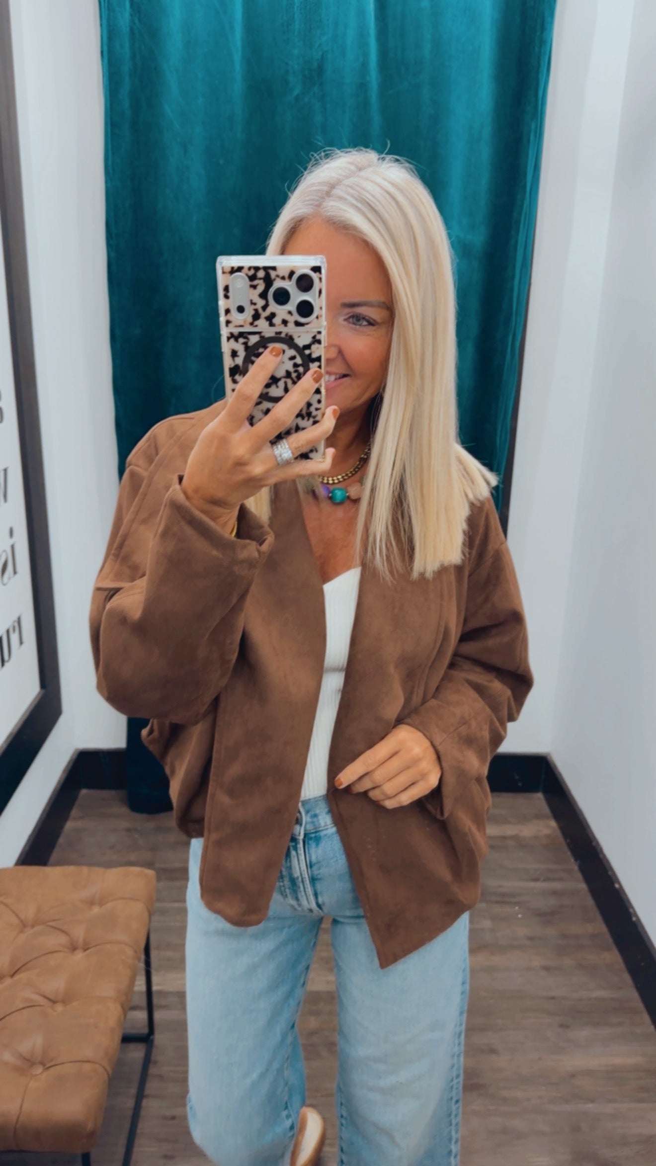 Suede Draped Jacket