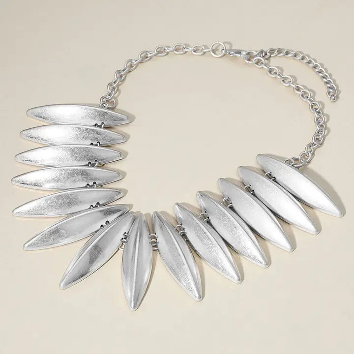Brushed Metal Spike Necklace