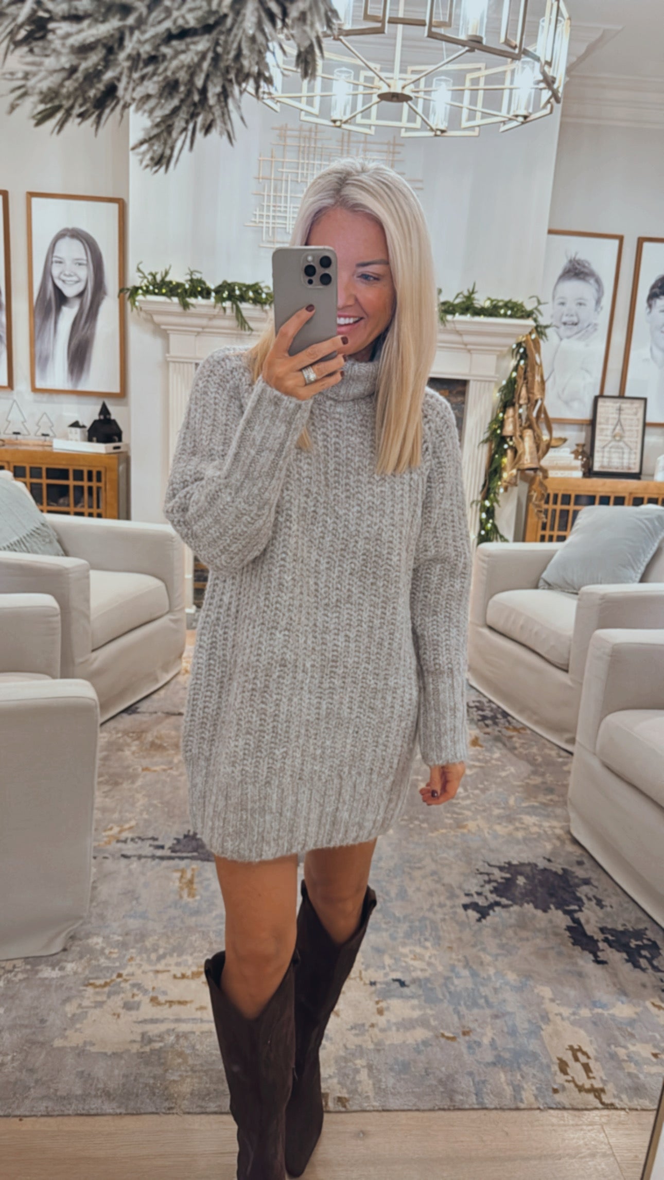 Chunky Turtleneck Tunic Sweater