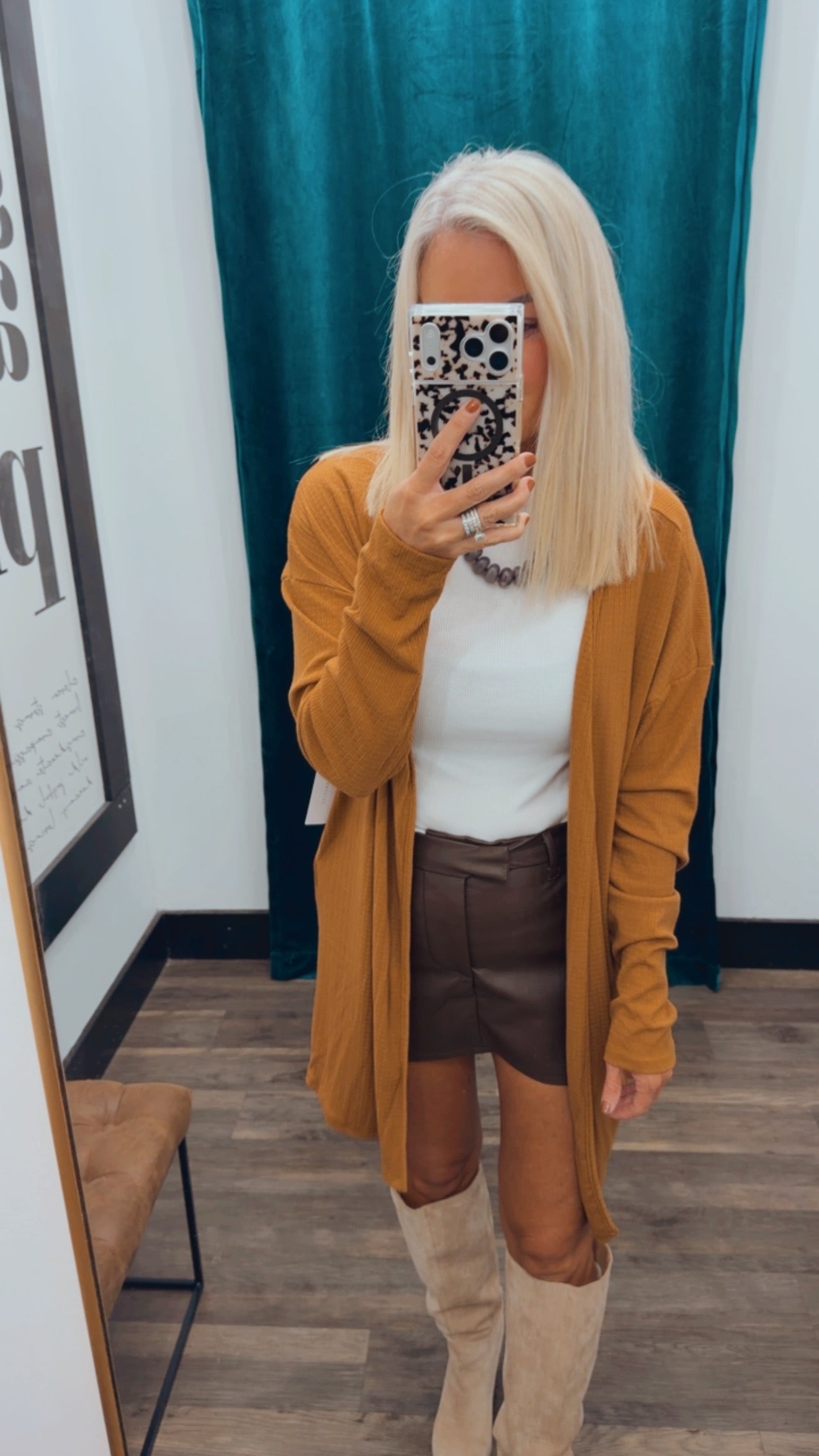 Open Front Ribbed Cardigan