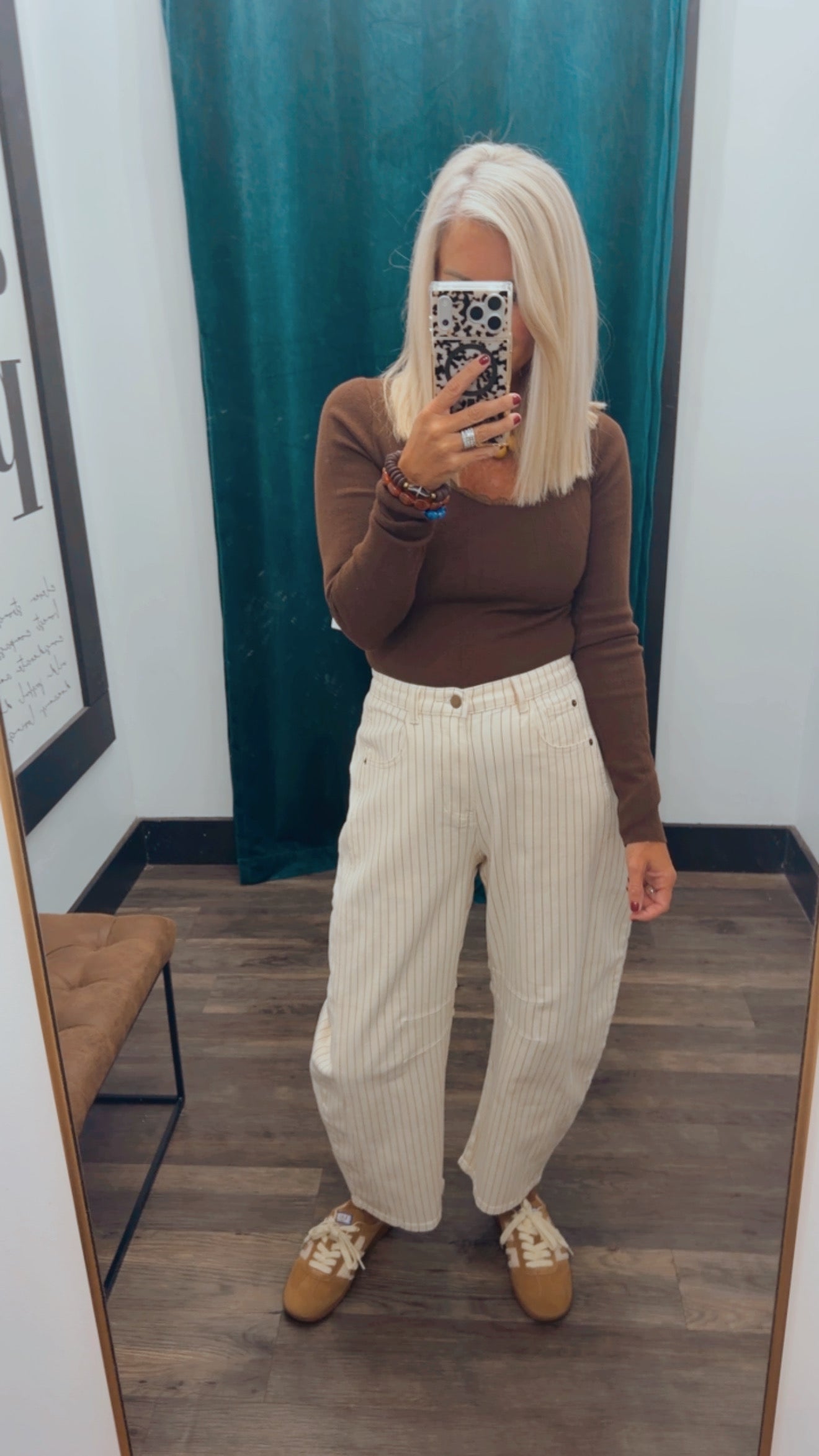 Pinstriped Barrel Pants
