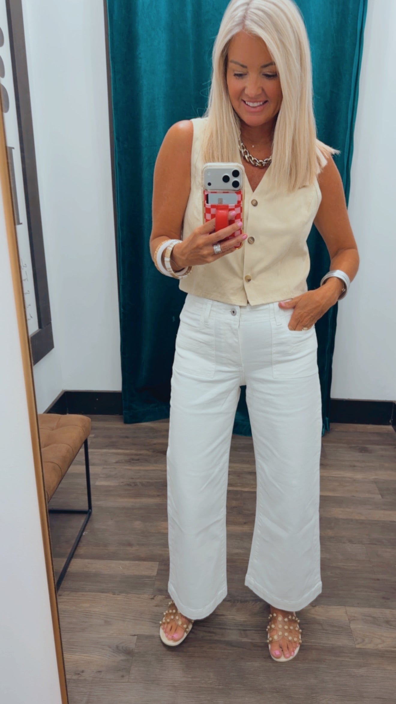 High-Rise Wide Crop Patch Pocket Jean