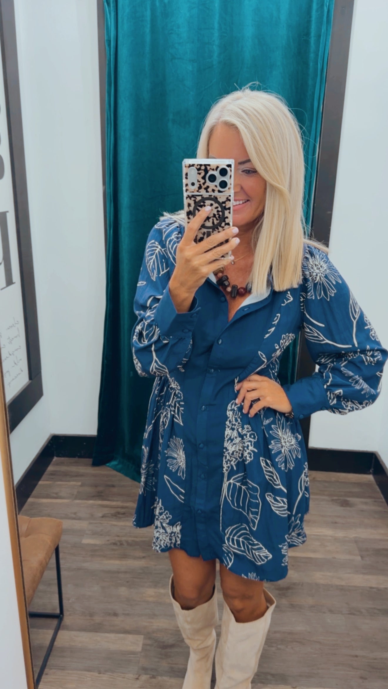 Botanical Mandarin Collar Dress