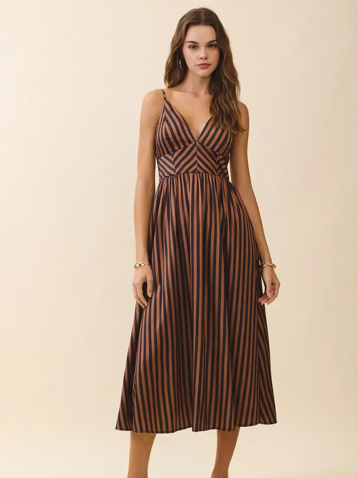 Chevron Stripe Midi Dress