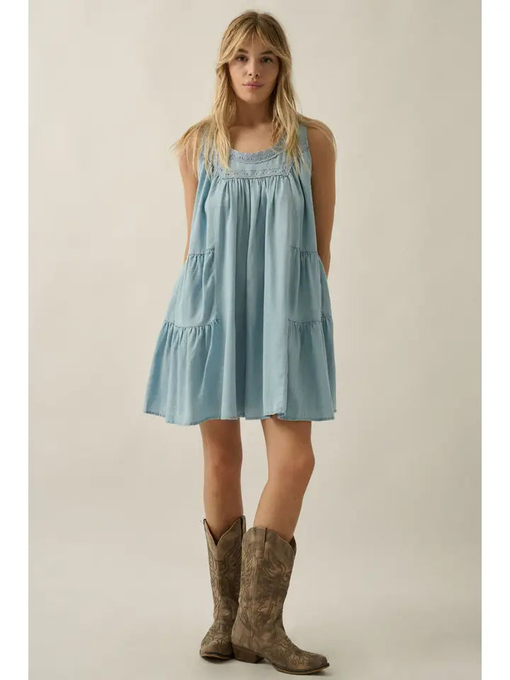 Delicate Detail Denim Romper