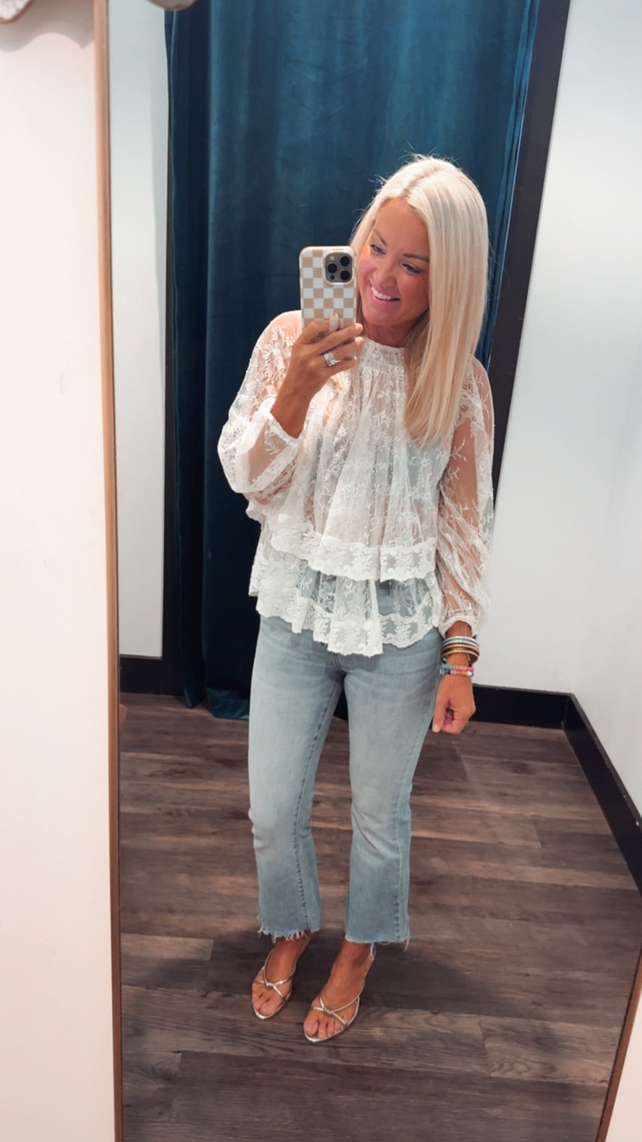 Ruffled Lace Long Sleeve Top