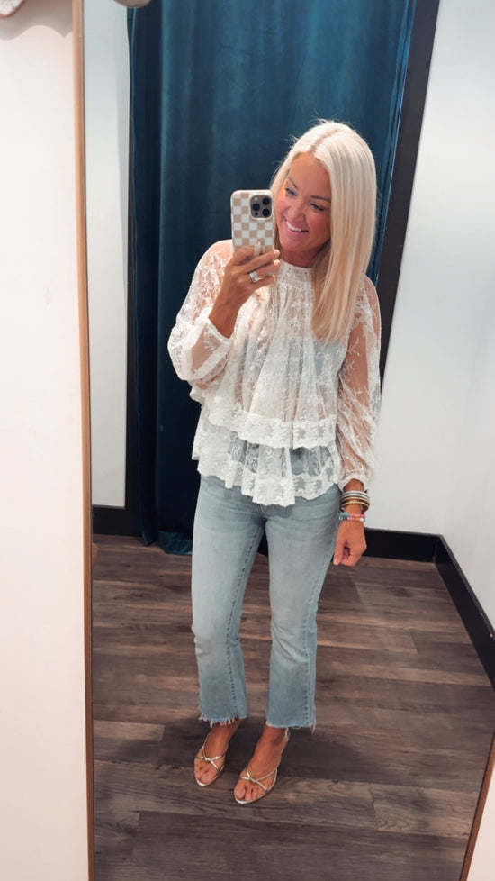 Ruffled Lace Long Sleeve Top