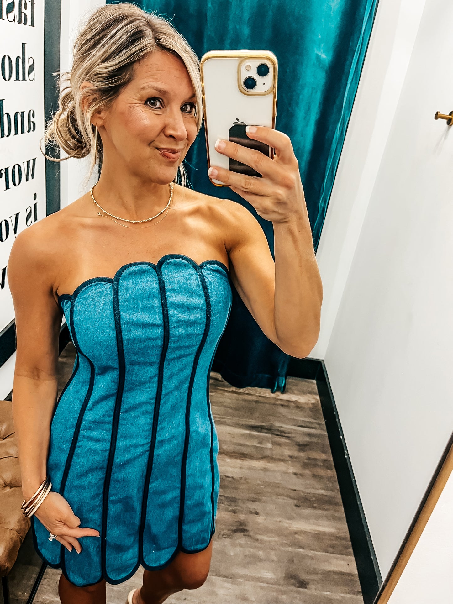 Strapless Scallop Dress