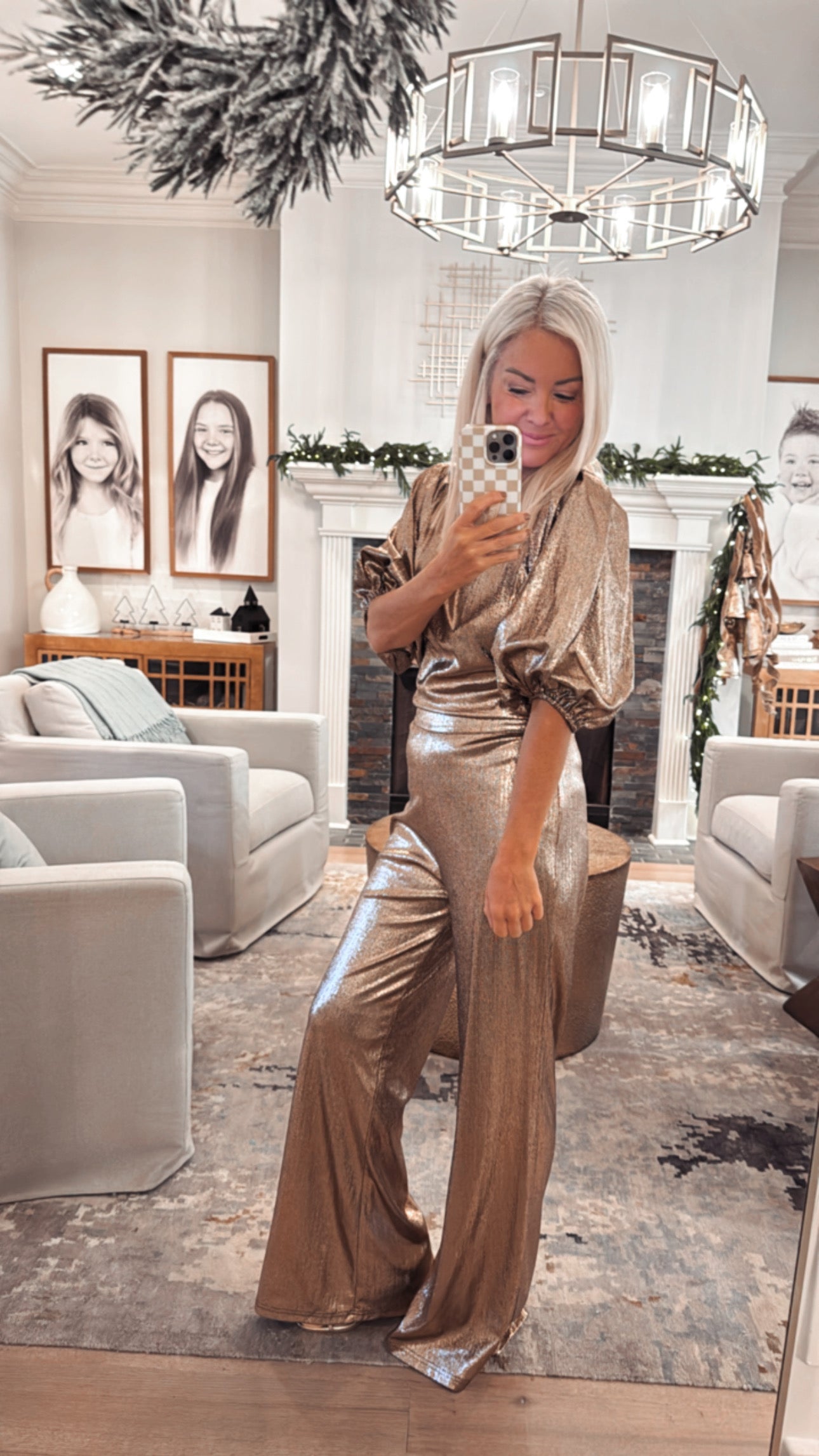 Metallic Wide Leg Pant