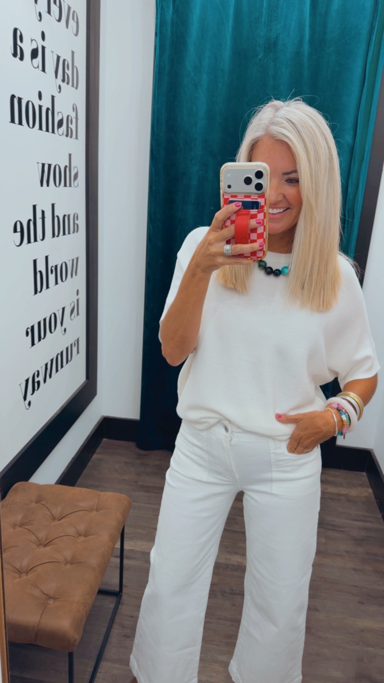 Dolman Short Sleeve Knit Top