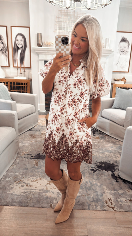 Embroidered Hem Mini Dress
