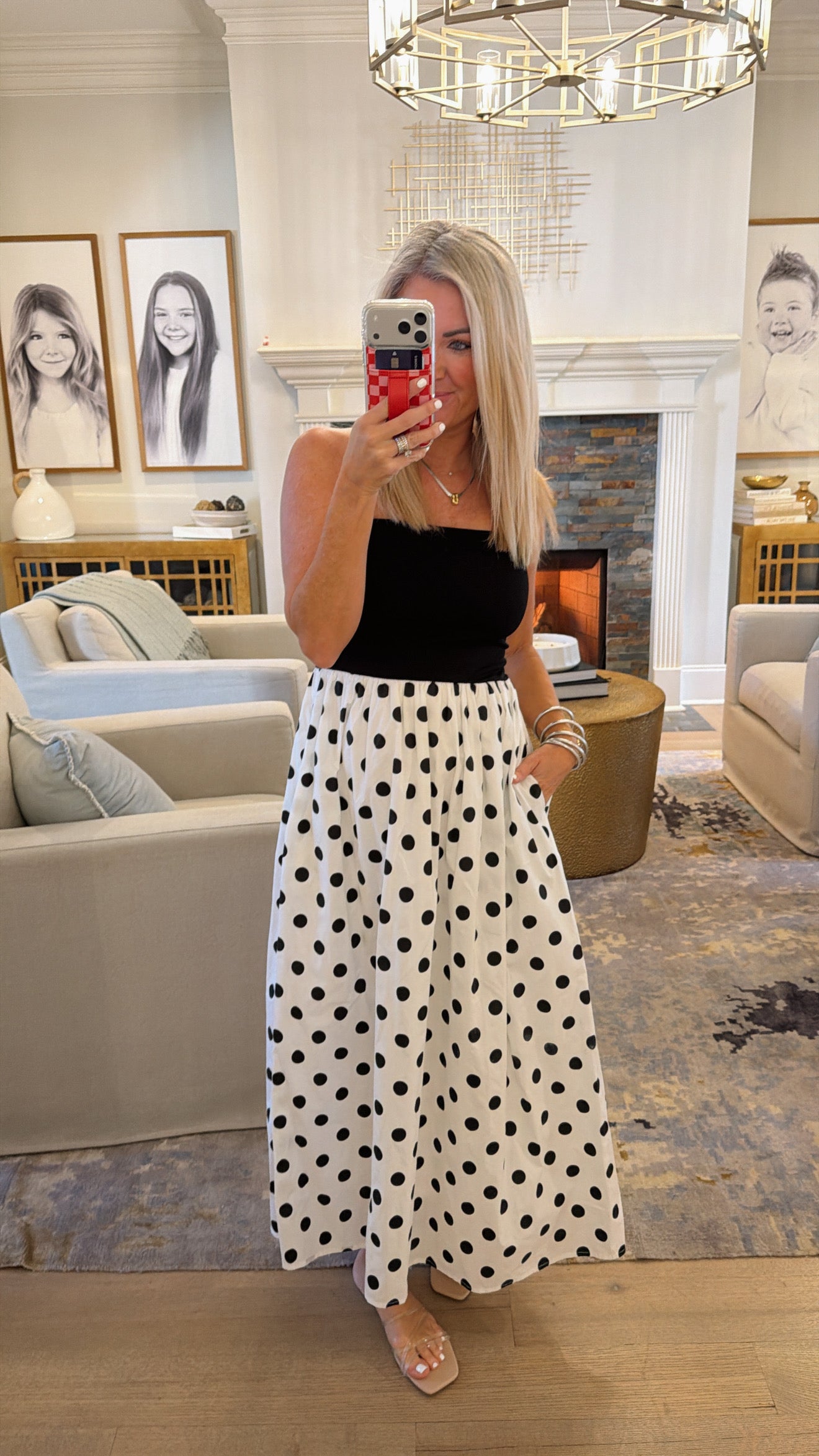 Polka Dot Tube Midi Dress