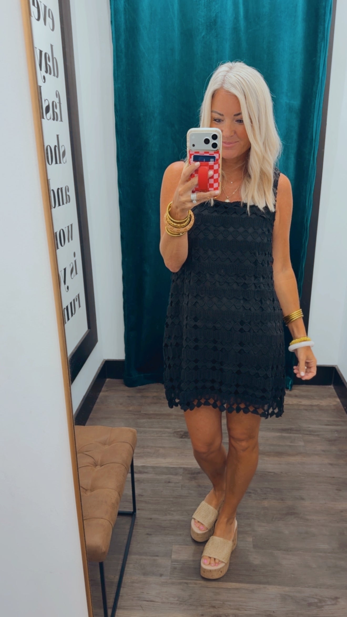 Eyelet Overlay Dress