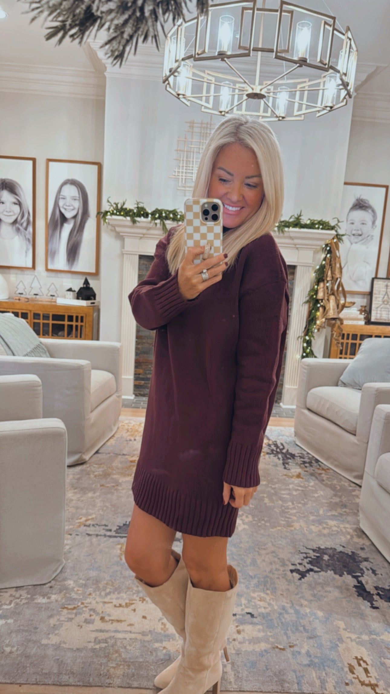 Cross Over Mock Neck Dress