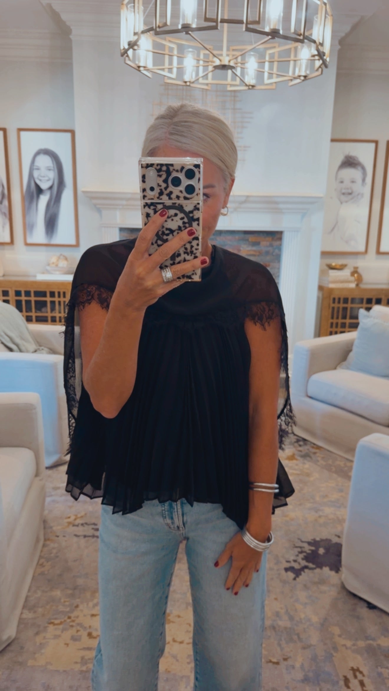 Pleated Flowy Cape Top
