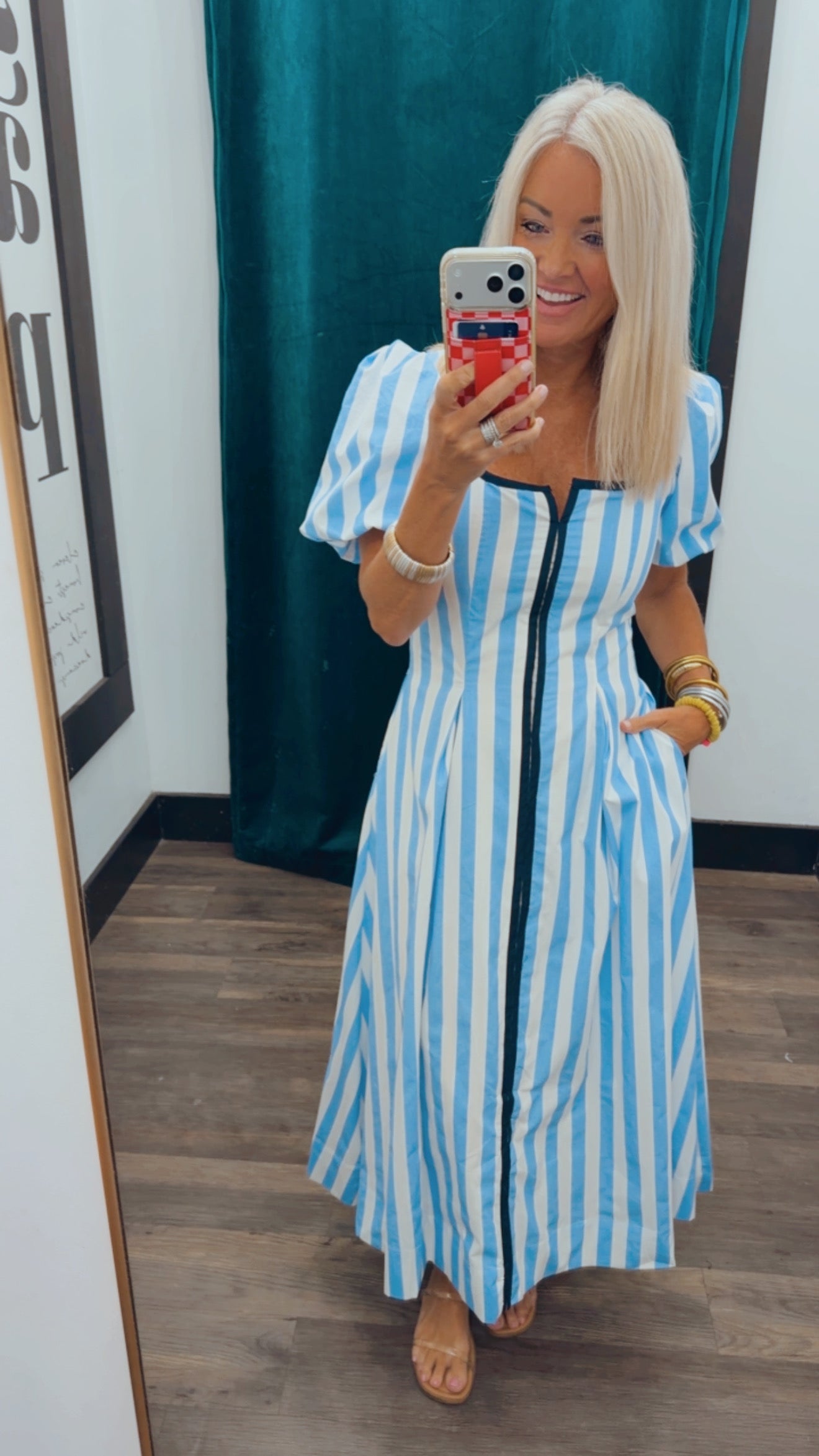 Piped Square Neck Dress